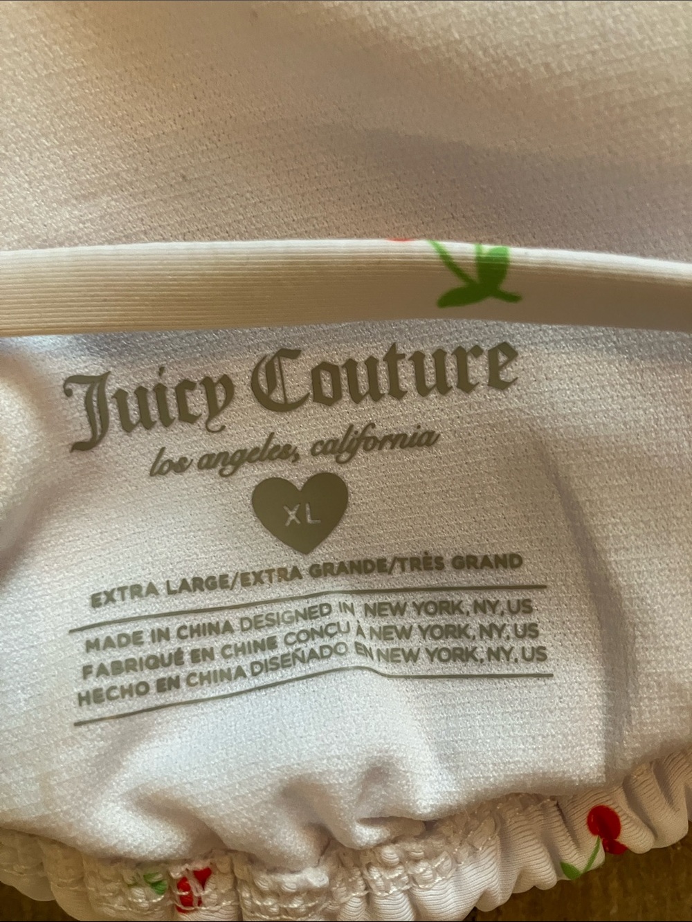 🍒Juicy Couture white bikini w/cherries all over sz XL NWT - Picture 7 of 11